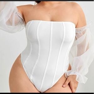 Sheer shear detail body suit